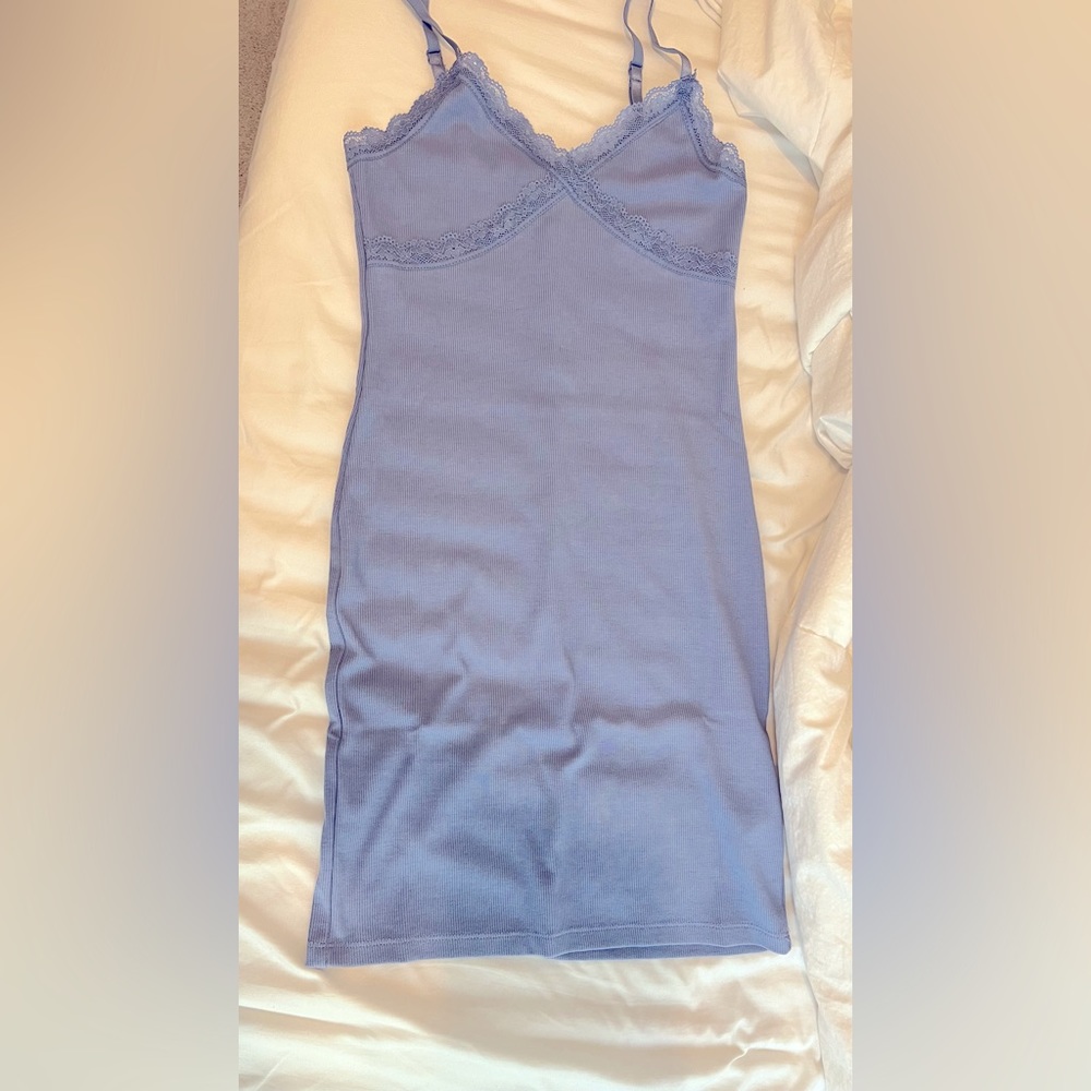 Lace V-Neck Cami Mini Dress - Blue/Purple